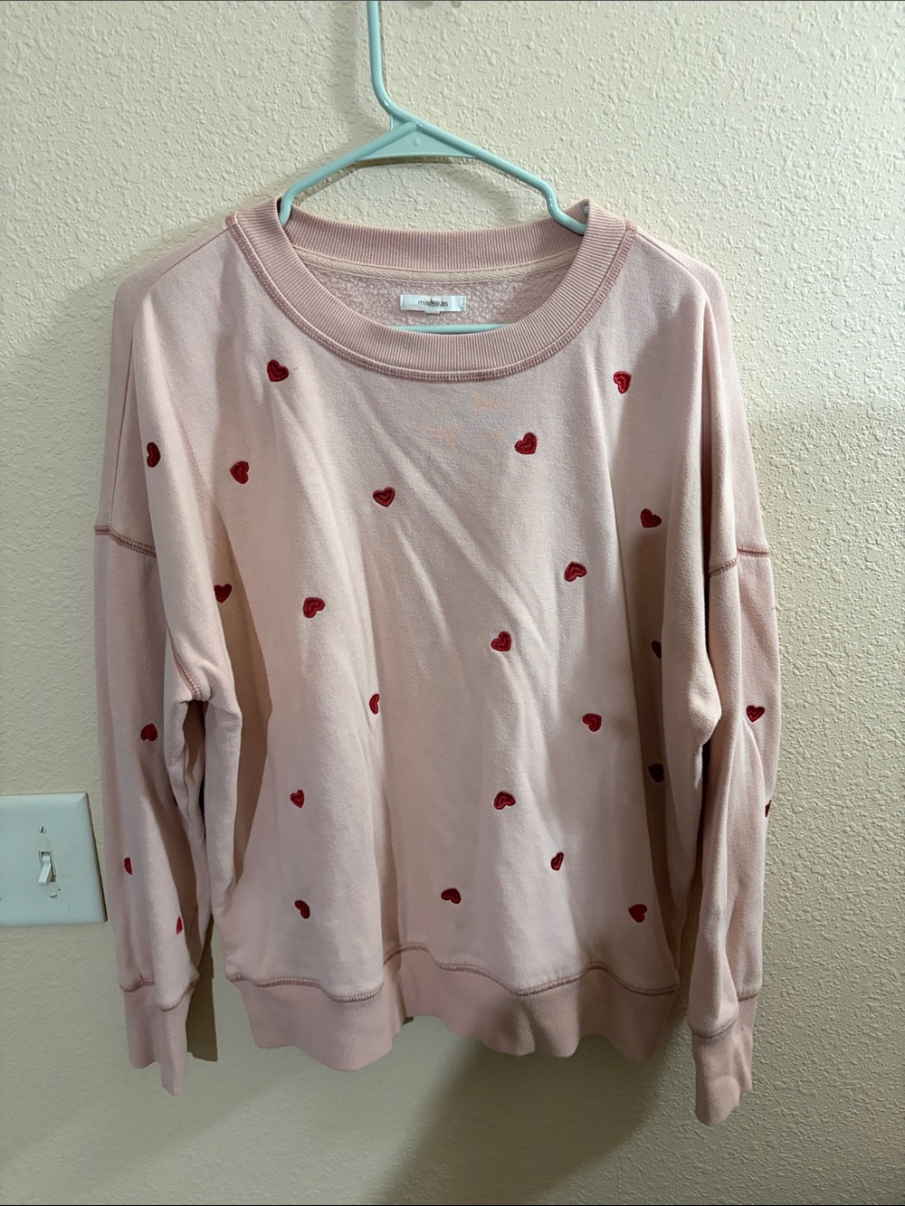 Maurice’s Light Pink Heart-Print Pullover Sweatshirt